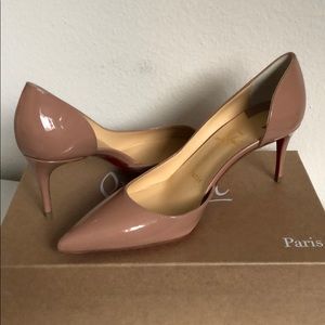 NIB Christian Louboutin Patent Nude Iriza 70